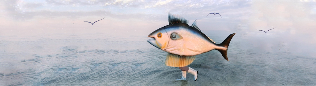 Walking Fish am Meer
